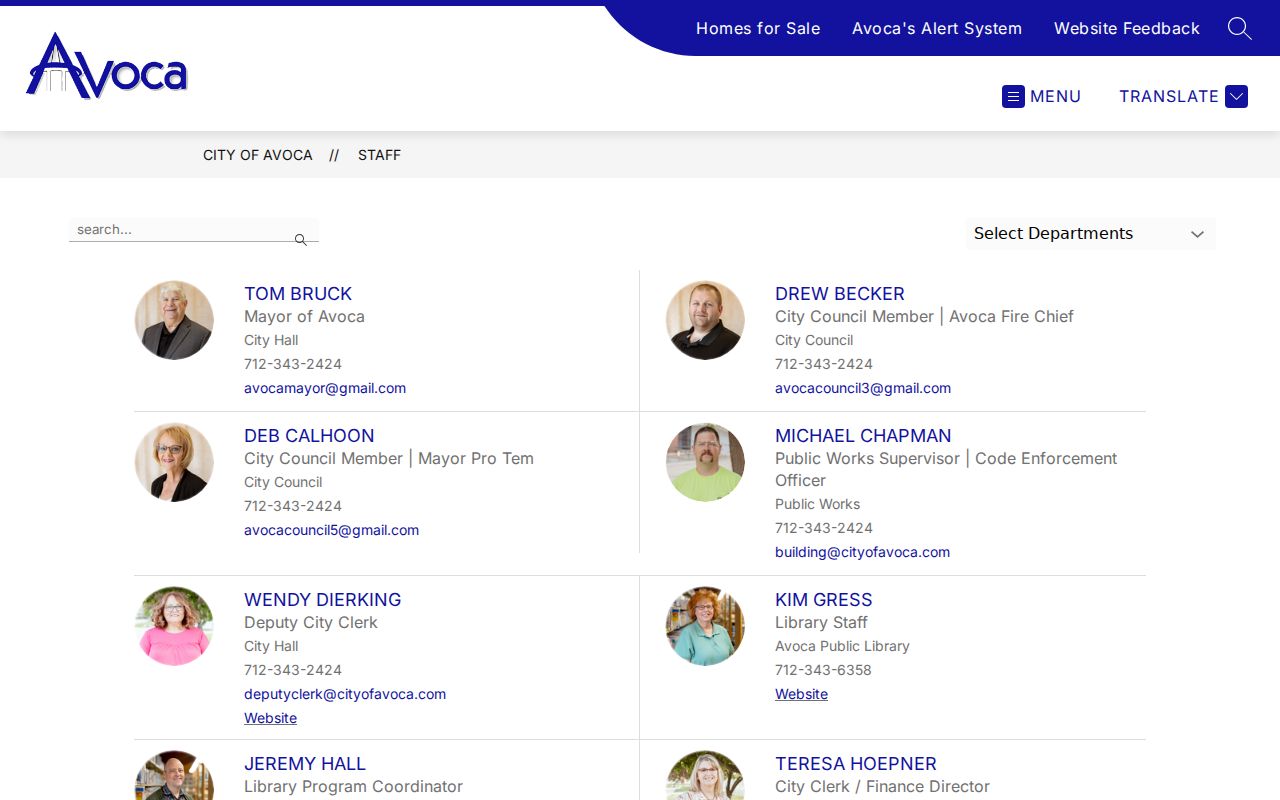 Avoca criminal records staff and contact directory
