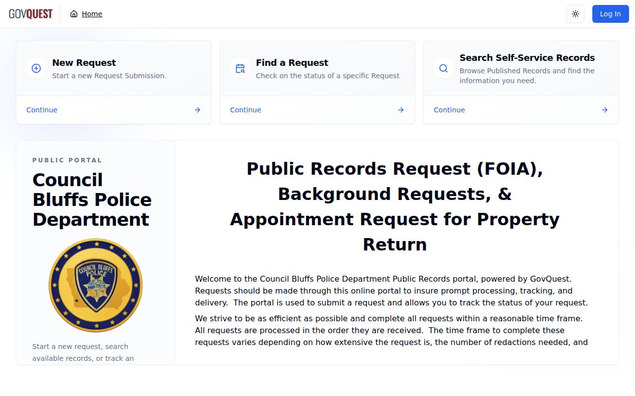 Council Bluffs criminal records request portal