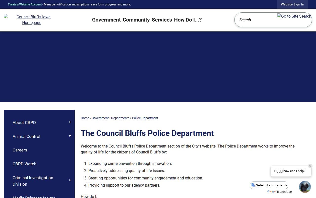 Council Bluffs Police Department criminal records services