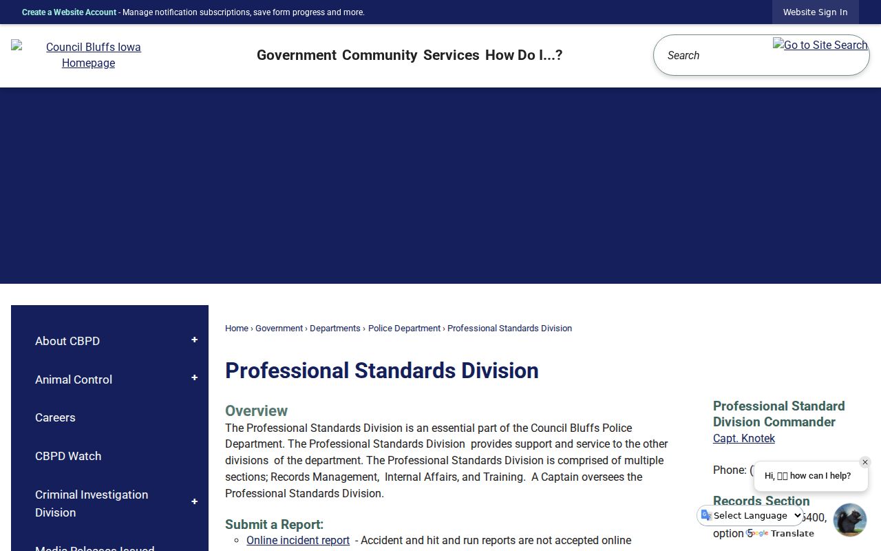 Council Bluffs criminal records management page