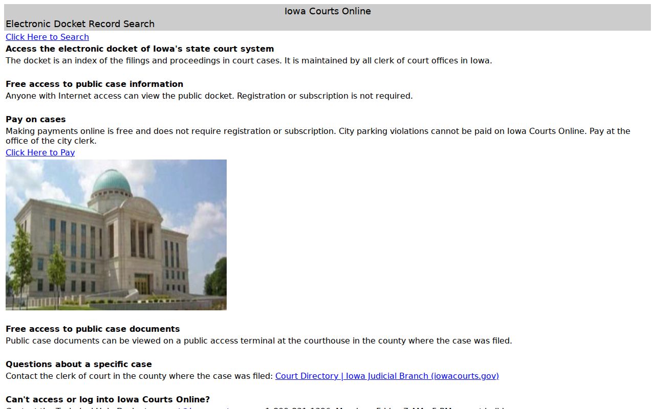 Iowa Courts Online Pottawattamie County criminal case search interface